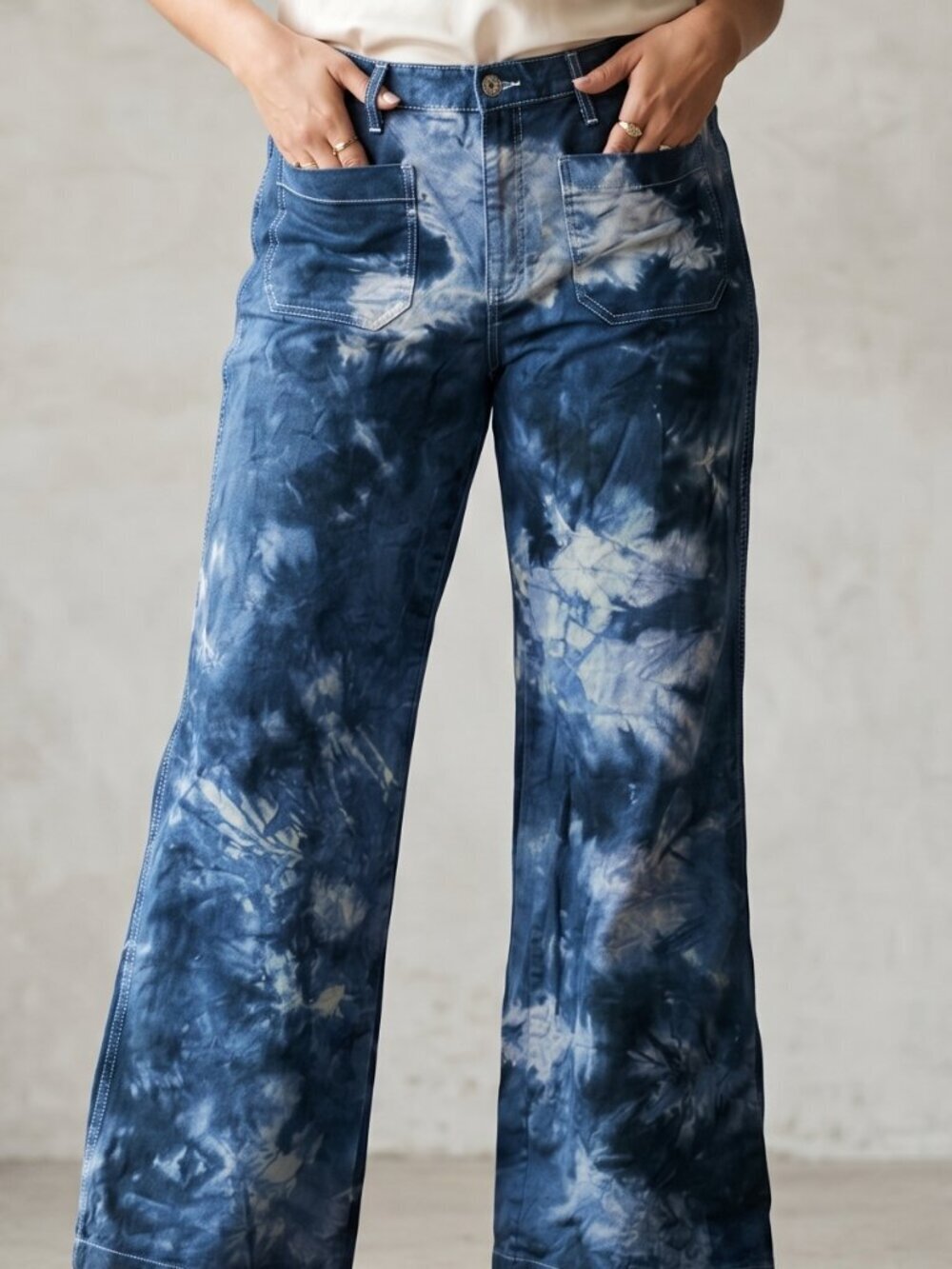 Wide Leg Jeans Black Tie Dye Size 33x34 Denim Ecofriendly Colorfast Tied Dyed